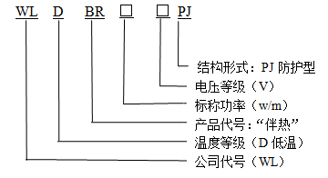 WLDBR-30-220-PJ防護(hù)型自限溫電伴熱帶型號(hào)說(shuō)明