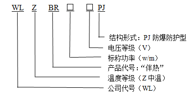 WLZBR-50-220-PJ阻燃防爆防護(hù)型自限溫電伴熱帶型號(hào)說(shuō)明